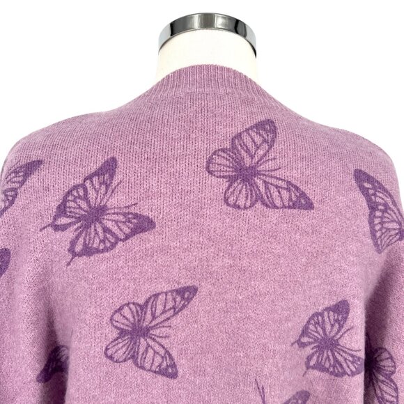 Le Lis Collection Butterfly Print Purple Oversized Sweater Size Medium - Picture 7 of 12